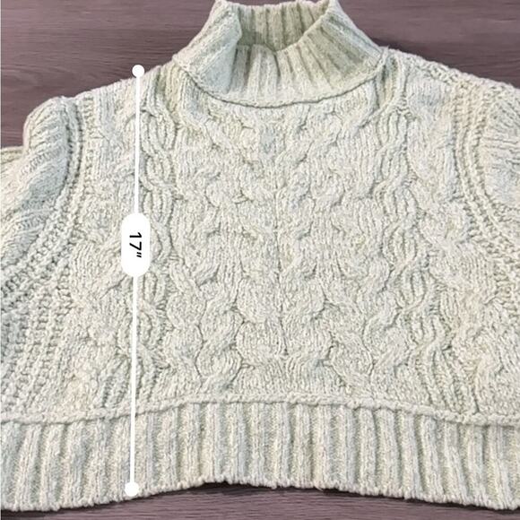 Free People Carousel Mint Green‎ Knit Long Sleeve Cropped Sweater Size XS - Picture 10 of 10